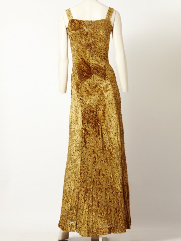 Brown Oscar de la Renta Cut Velvet Gown