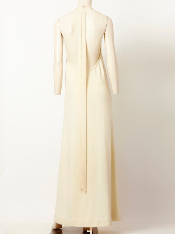 Halston Ivory Cashmere Halter Dress In Excellent Condition In New York, NY