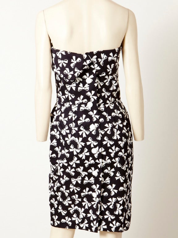 Yves Saint Laurent Bow Pattern Strapless Dress In Excellent Condition In New York, NY