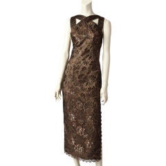 Vintage Galanos Copper lace Evening Dress
