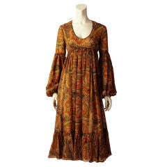 Vintage Geoffrey Beene Paisley Print Bohemian Style Dress