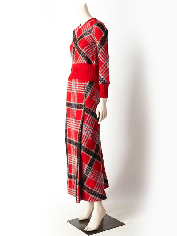 Missoni  plaid wool knit sweater outfit. Top is a cropped 