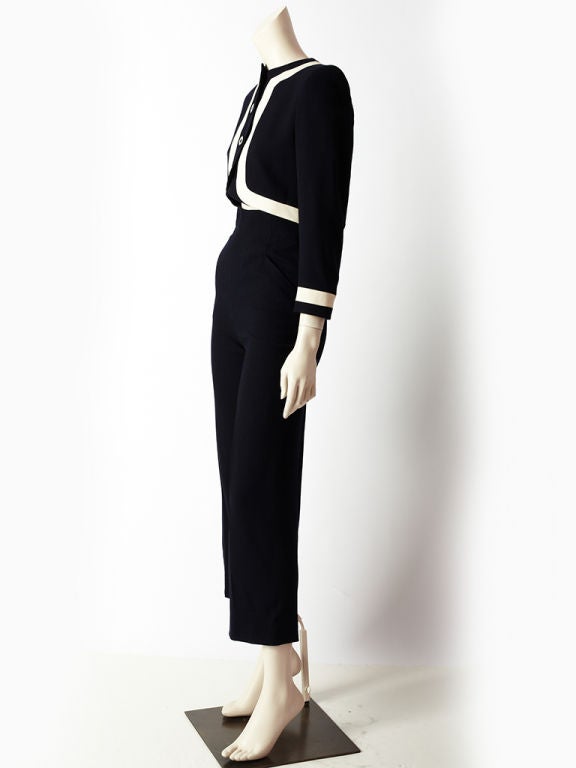 Jean Louis Scherrer Navy + Ivory  Suit