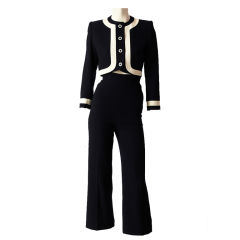 Vintage Jean Louis Scherrer Navy + Ivory  Suit