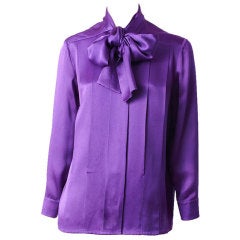 Chanel Satin Blouse With Pussycat Bow