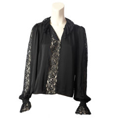 Vintage Givenchy Silk Charmeuse and Lace Blouse