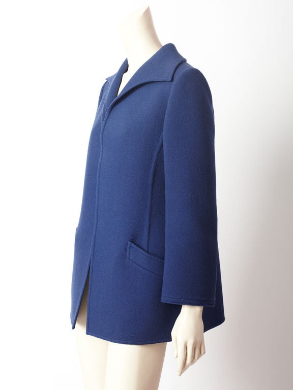 Valentino, french blue, double face wool minimalist style jacket.