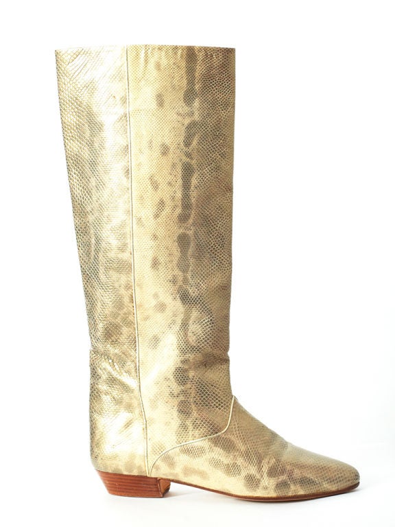Andrea Pfister ivory and gold tone, genuine, Karung reptile boots. Never worn.