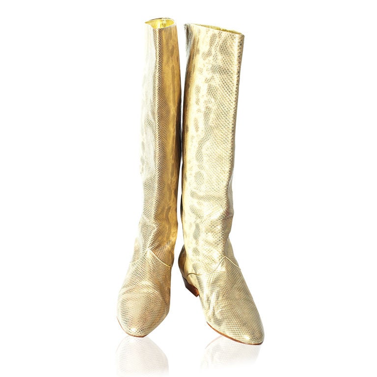 Andrea Pfister Gold Tone Karung Boots