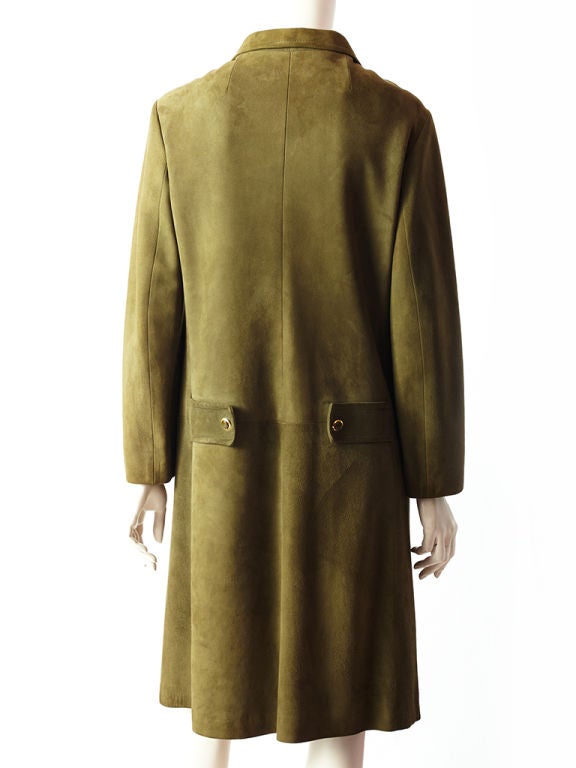 Loewe Olive Green Suede Coat C.1960's at 1stDibs