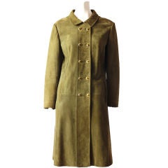 Loewe Olive Green Suede Coat C.1960's