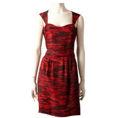 Vintage Geoffrey Beene Red + Black Print Dress