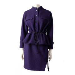 Vintage Geoffrey Beene Purple Wool Tweed Suit