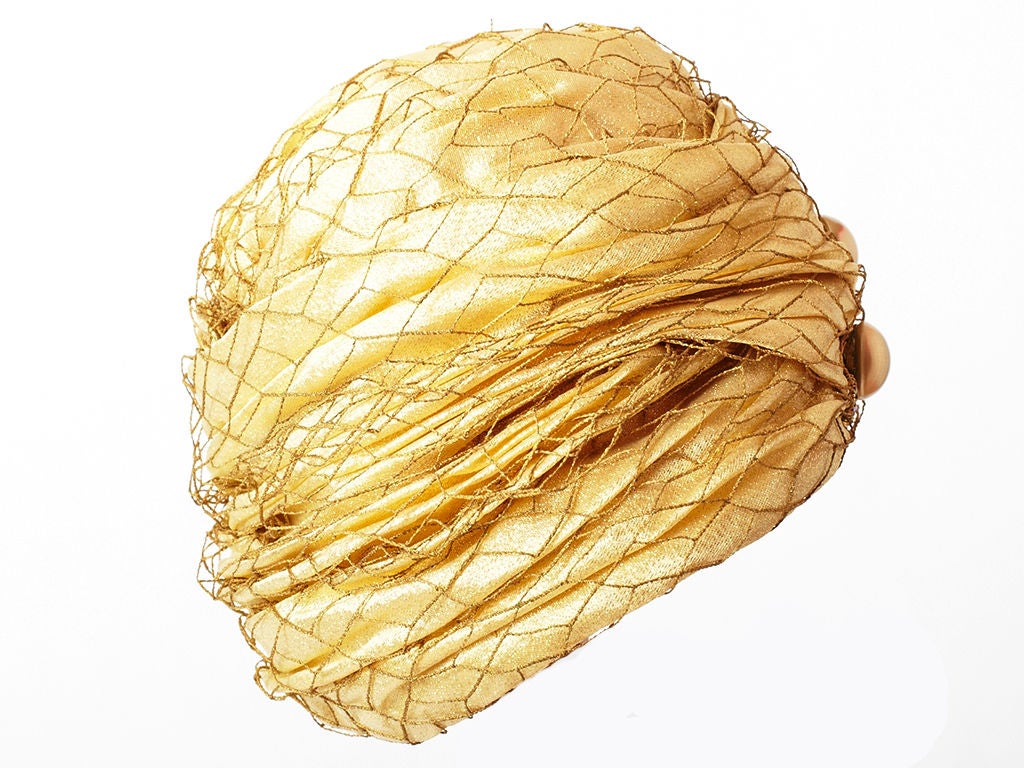 Christian Dior gold lame turban with gold 