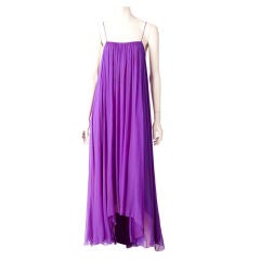 Yves St. Laurent Purple Chiffon Couture Evening Gown