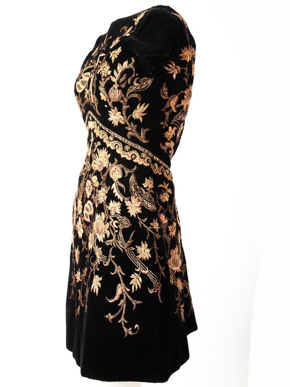 Lanvin Castillo Embroidered Velvet Dress