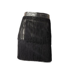 Versace Fringed Leather Skirt
