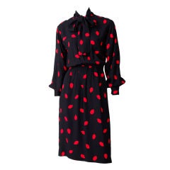 Vintage Yves St. Laurent Red and Black Dress