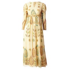 Paisley Pattern Chiffon Late 60's Dress