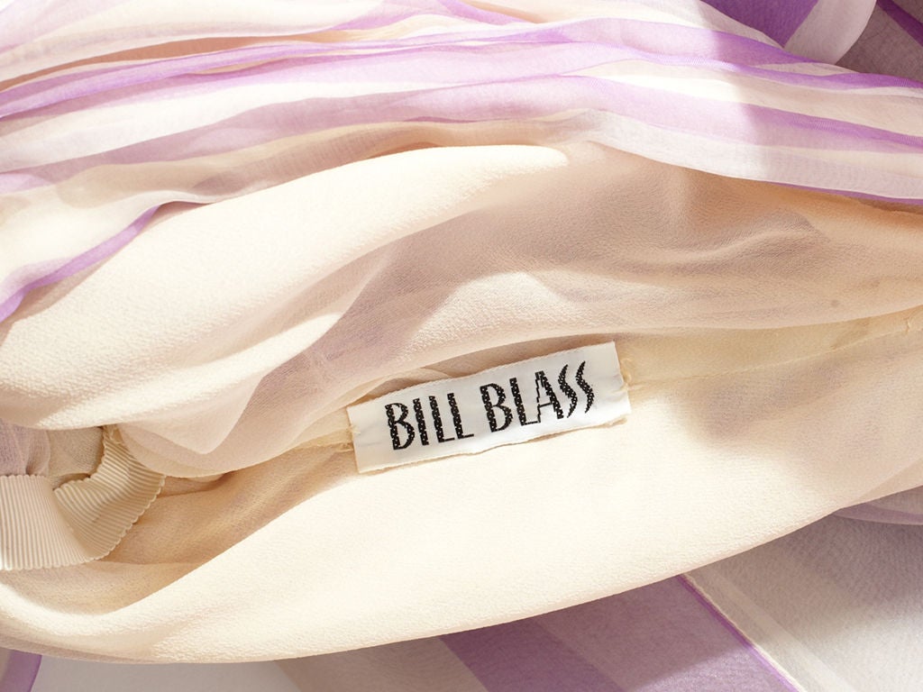 Bill Blass Lavender and White Stripe Organza Gown 1