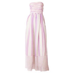 Bill Blass Lavender and White Stripe Organza Gown