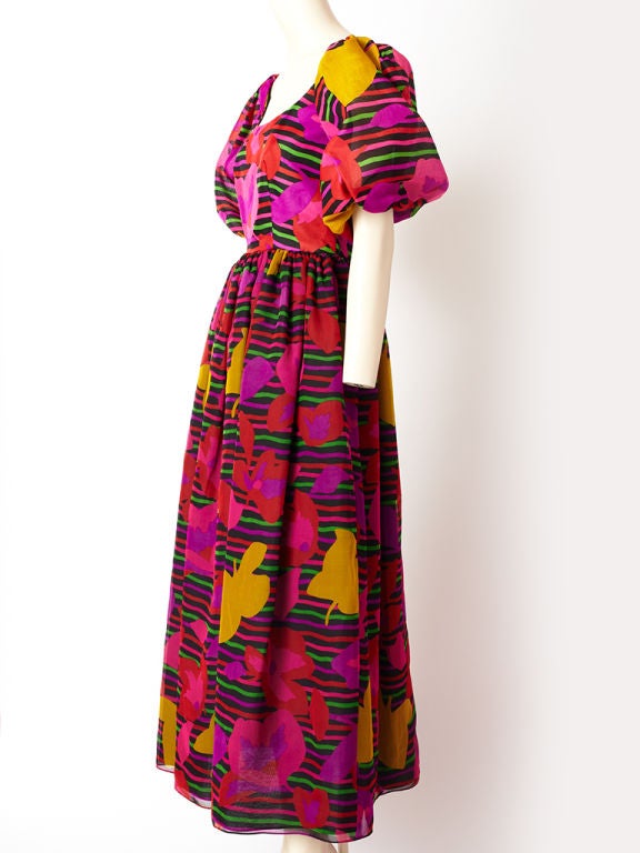Abstract Floral  Print Organza  Dress
