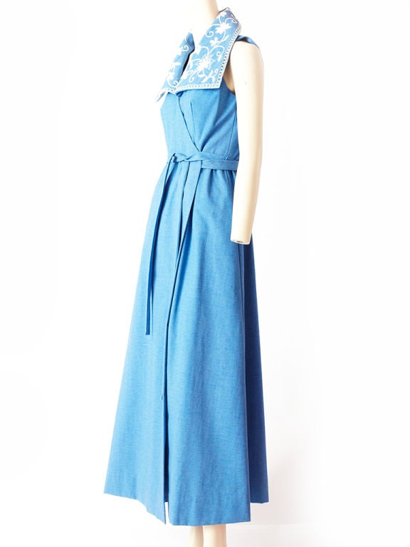 Mollie Parnis Chambray Wrap Dress