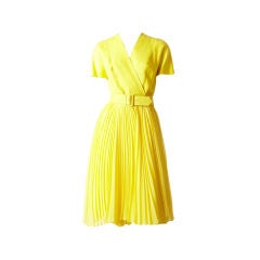 Ann Forgarty Yellow Crystal Pleated Day Dress