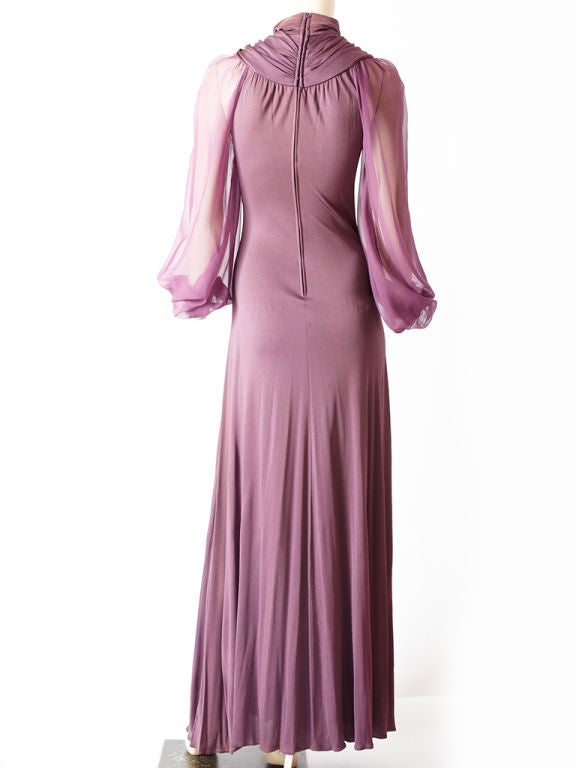 Scott Barrie Matte Jersey and Chiffon Gown at 1stdibs