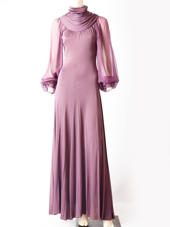 Scott Barrie Matte Jersey and Chiffon Gown 2