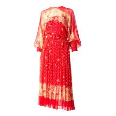 Vintage Adele Simpson Bandanna Print Chiffon Dress