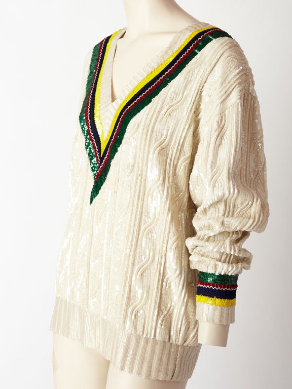 Nan Kempner's 1970s Sequined Bill Blass Peacoat main image 1