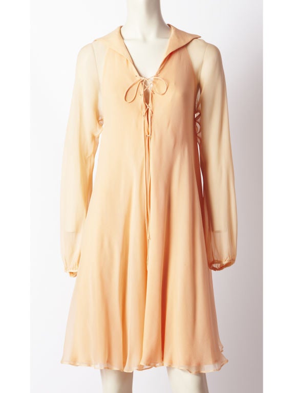 Halston Chiffon Swing Dress In Excellent Condition In New York, NY