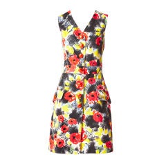 Vintage Chanel Poppy Print Denim Day Dress