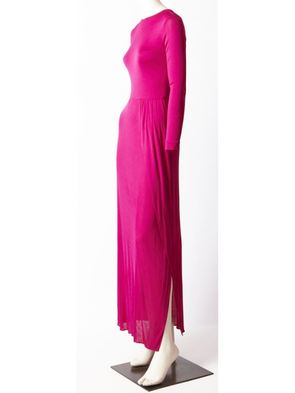 Magenta Matte Jersey Slinky Gown