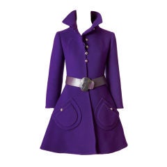 Purple Double Face Wool Mod Coat