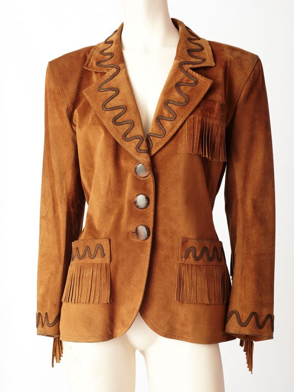 saint laurent suede fringe jacket