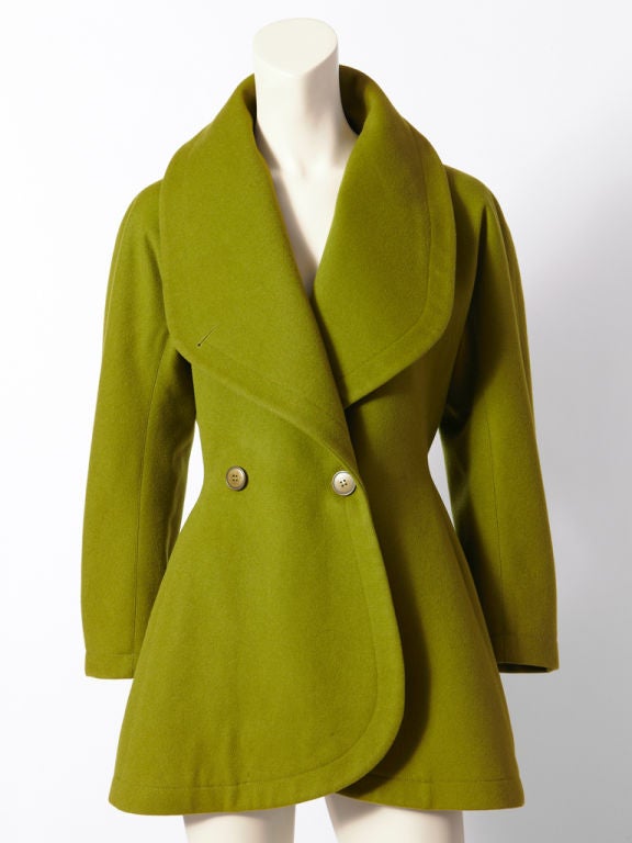 Alaia, moss green, fitted, wool jacket with large 