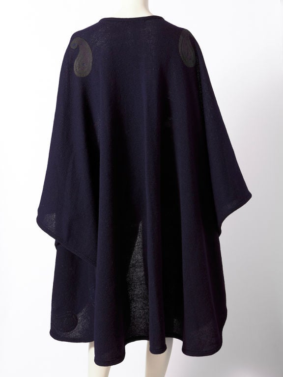Christian Dior Wool Knit Cape with Paisley Appliques 1
