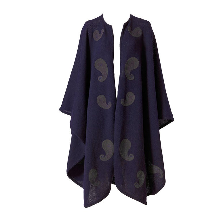 Christian Dior Wool Knit Cape with Paisley Appliques