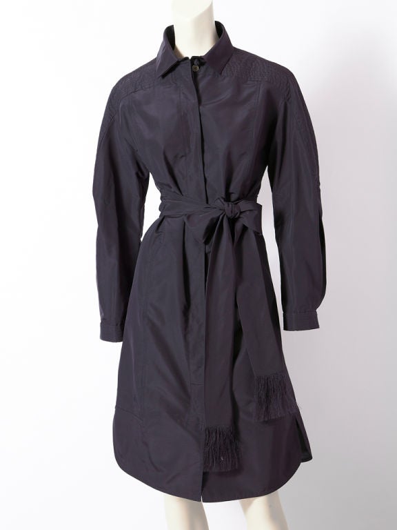 Raph Rucci Navy Blue Taffeta Faille Coat
