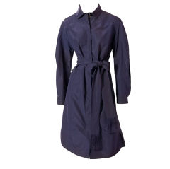 Raph Rucci Navy Blue Taffeta Faille Coat