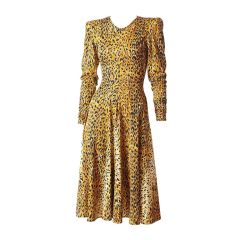 Retro Norma Kamali Leopard Print Jersey Dress