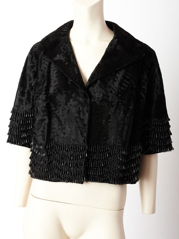 Astrakhan And Jet Beaded Evening Jacket