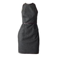 Carolyne Roehm Gray Wool Flannel Halter Dress