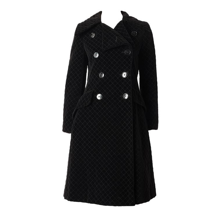 Calvin Klein Velvet Quilted Double Breasted Coat C. 1970
s