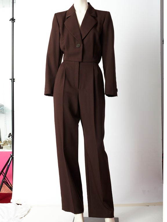 Yves St. Laurent Chocolate Brown Jumpsuit at 1stdibs
