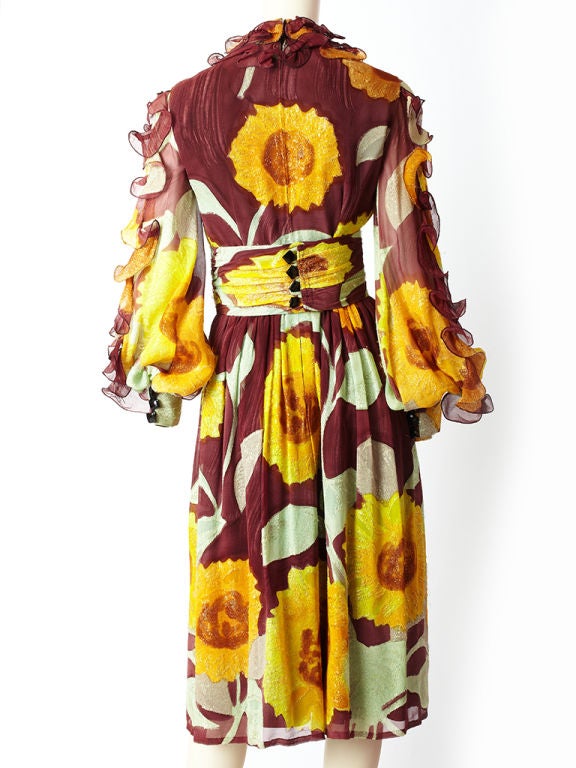 Women's Ronald Amey Sunflower Pattern Dress