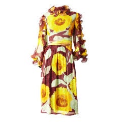 Vintage Ronald Amey Sunflower Pattern Dress