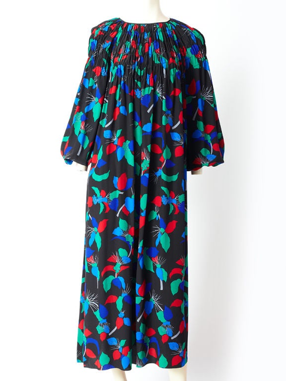 Karl lagerfeld, Chloe, floral print, silk, maxi dress with smocked, yoke detail and full sleeves.